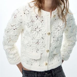 NWT Zara Knit Macrame Cardigan Sweater S